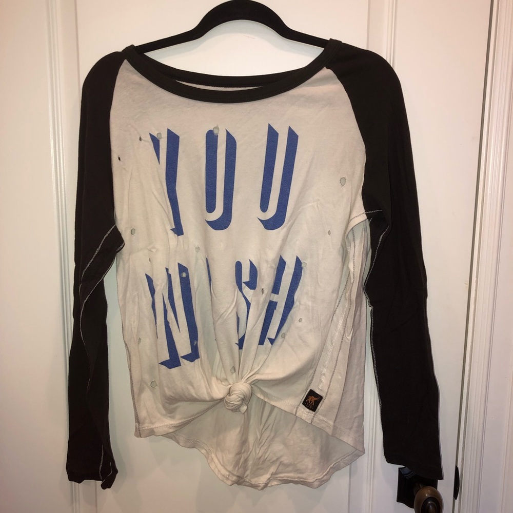 Distressed “you wish” baseball tee